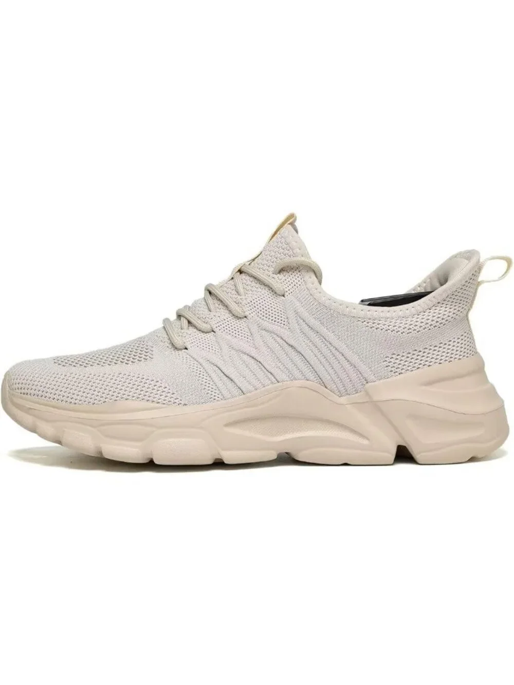 Men's Beige Rubber Non Slip Breathable Lightweight Fashion Athletic Sneakers